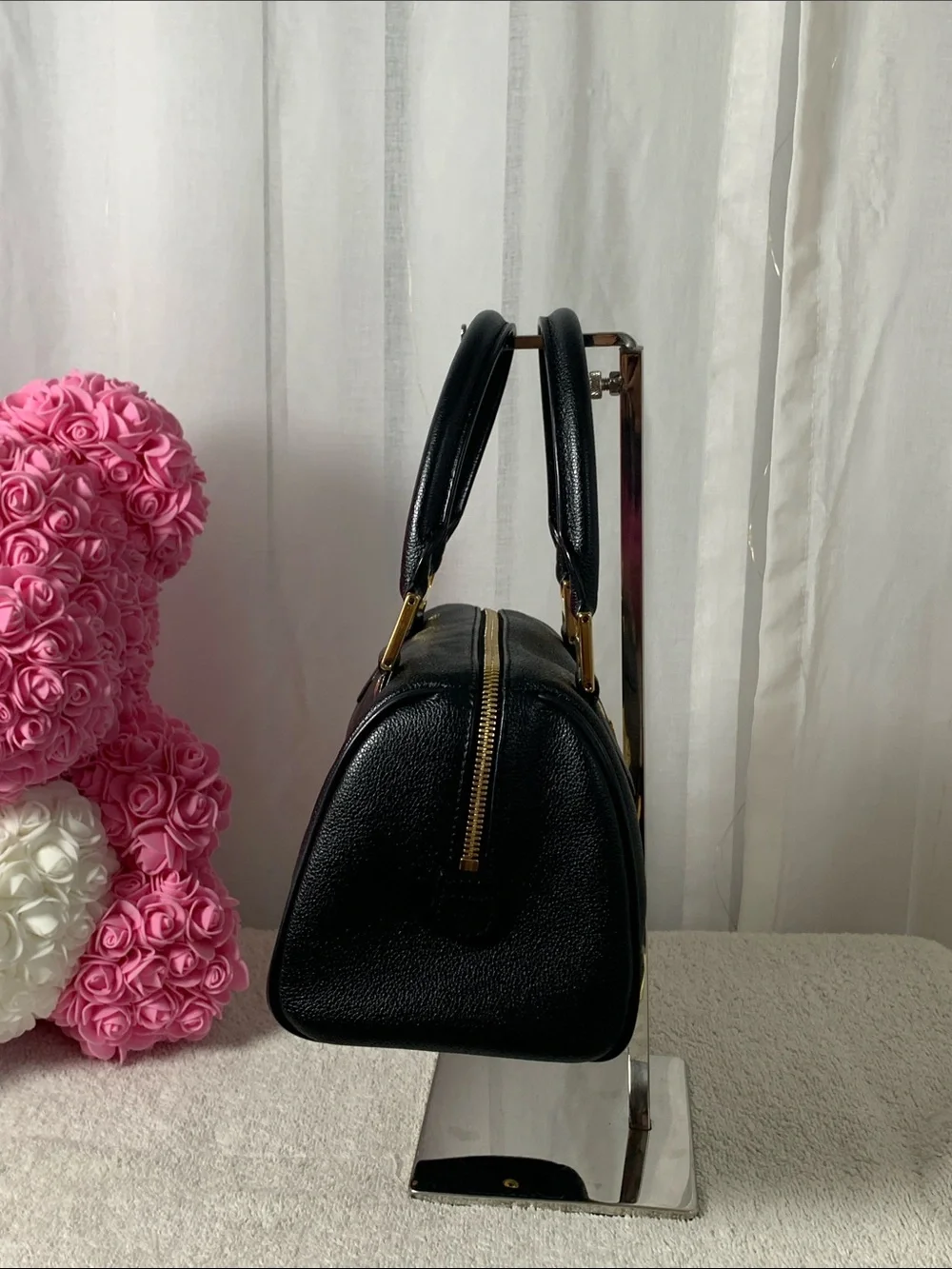 GUC MCM Vintage Studded Black Pebble Leather Satchel